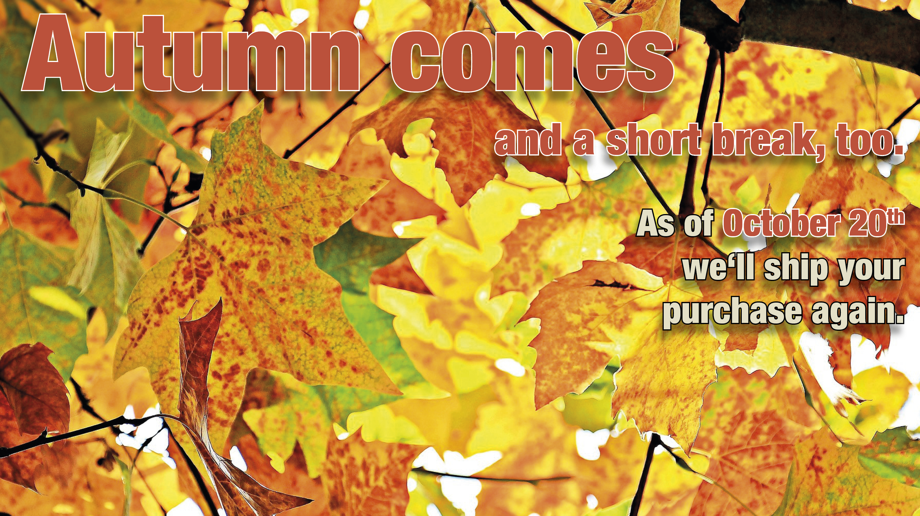 As of October 20th we'll ship your purchase again.